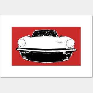 Triumph Spitfire British classic car monoblock black and white Posters and Art